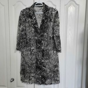 Piccadilly Sheer Textured Snake & Leopard Print 3/4 Sleeve Jacket Ladies Large